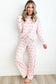 Pink Santa Claus Striped Print Loose Fit Two Piece Lounge Set