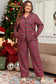 Red Plaid Printed Shirt and Pants Plus Size Lounge Set