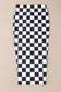 White Checkered Print Side Slit High Waist Midi Skirt