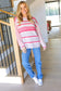 On The Chase Pink & Coral Striped Knit Sweater