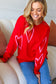 Make You Smile Red Heart Jacquard Oversized Sweater