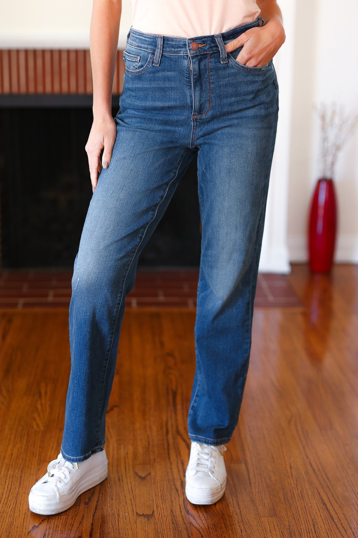 Judy Blue Dark Wash High Rise Straight Leg Jeans