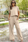 White Raw Hem Loose Tee and Wide Leg Pants Set