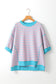 Pink Stripe Oversized Contrast Trim Exposed Seam High Low T Shirt