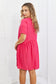 BOMBOM Another Day Swiss Dot Casual Dress in Fuchsia