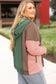 Breen Plus Size Colorblock Patchwork V Neck Hoodie