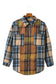 Brown Plaid Color Block Buttoned Shirt with Pockets