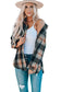 Black Oversize Rounded Hem Plaid Shacket with Slits