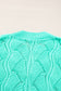 Mint Green Hollow Out Knit V Neck Drop Shoulder Sweater