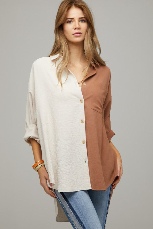 Two Color Button Down Shirt