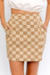 Checkered Print Slit Mini Skirt