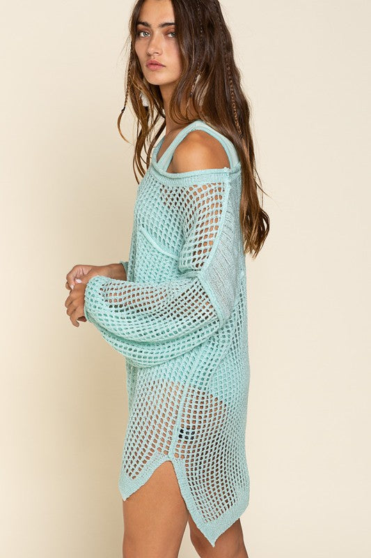 Oversized Fit See-through Pullover Cover Up