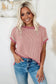 Light Pink Textured Contrast Trim Round Neck T Shirt