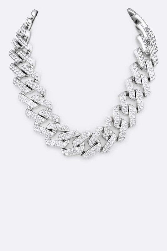 Crystal Pave Chunky Chain Iconic Necklace