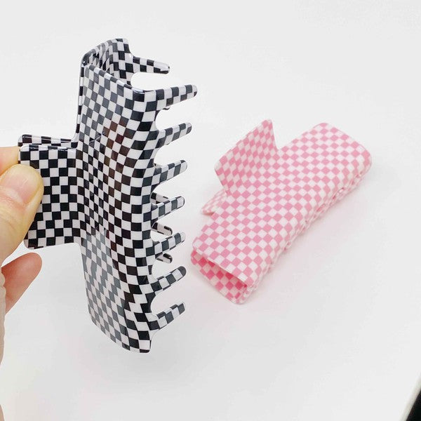 Checkered Hair Claw Clip