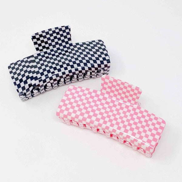 Checkered Hair Claw Clip