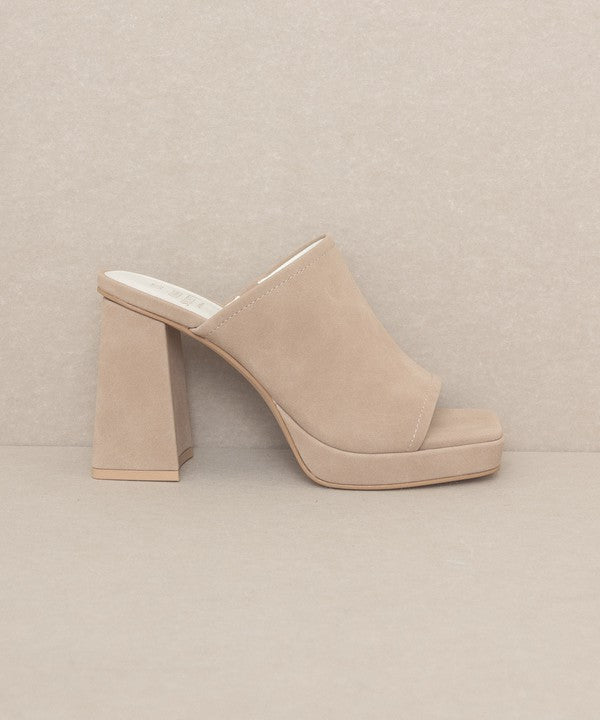 Slip On Square Toe Platform Heels