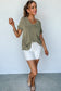 Laurel Green Twist Short Sleeve Corded V Neck Top