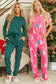 Green Christmas Candy Cane Printed Top and Pants Lounge Set