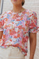 Multicolor Mix Floral Pattern Bubble Sleeve Blouse