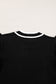 Black Edge Piping Ruffled Sleeve Round Neck Knit T Shirt