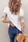 White Floral Print Patchwork Short Sleeve Top