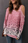 Pink Leopard Patchwork One Shoulder Long Sleeve Top