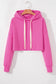 Sachet Pink Solid Drop Shoulder Drawstring Cropped Hoodie