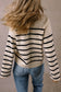 Black Stripe Flap Pocket Buttoned Cardigan Sweater