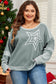 Mist Green Stars Patchwork Round Neck Plus Size T Shirt