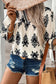 Beige Vintage Geometric Printed 3/4 Sleeve V Neck Blouse