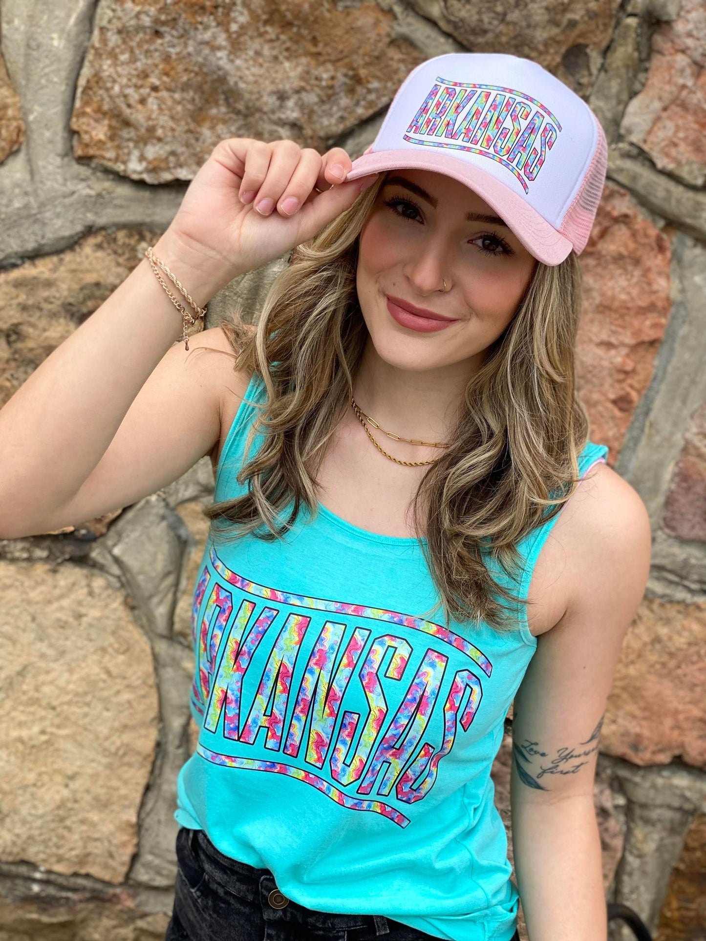 Pink Custom State Tie Dye Hat- ask apparel