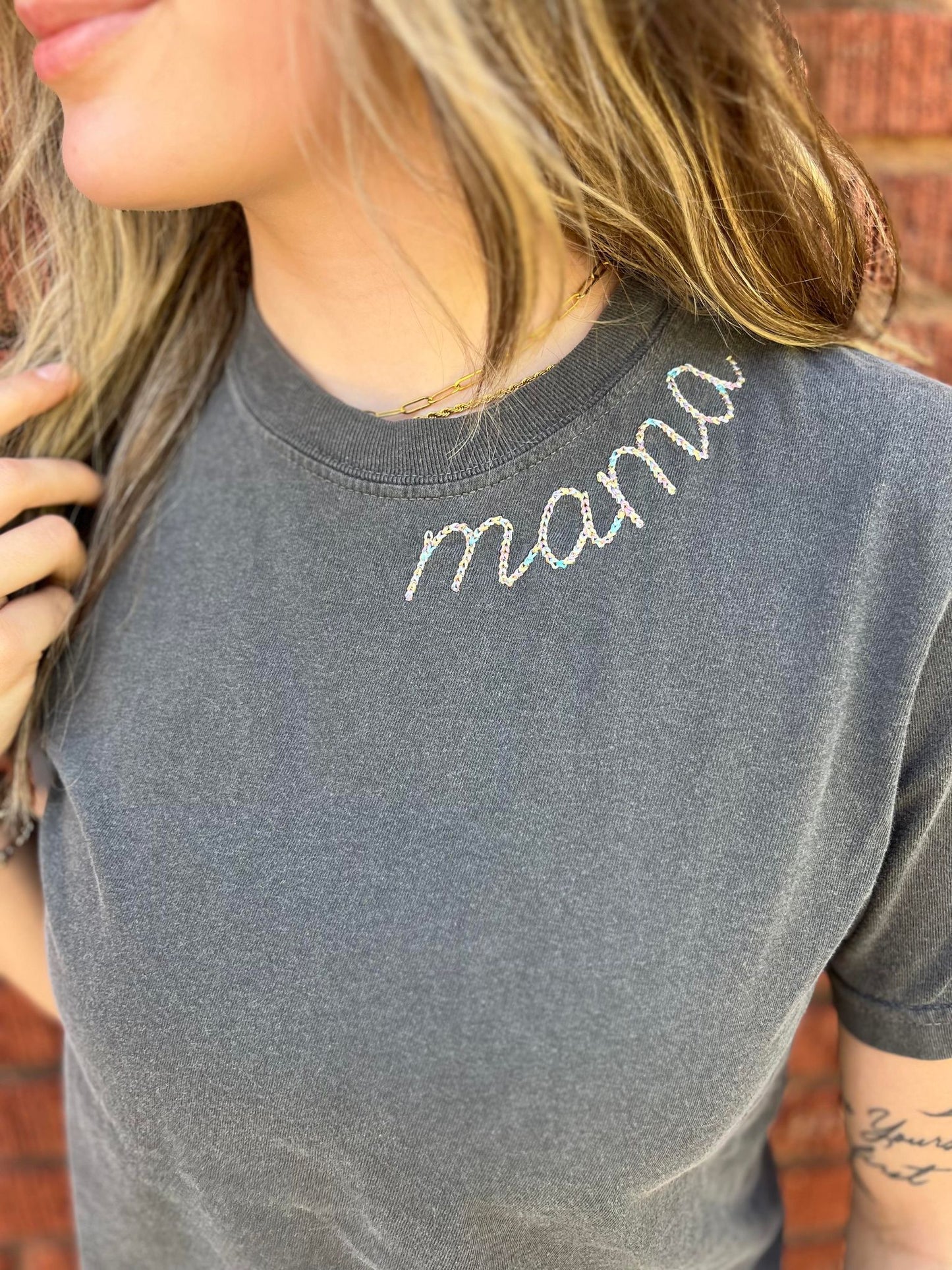 Mama Embroidery Tee- ASK Apparel LLC 