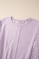 Orchid Petal Knit Crochet Exposed Seam Ribbed Trim Sweatshirt