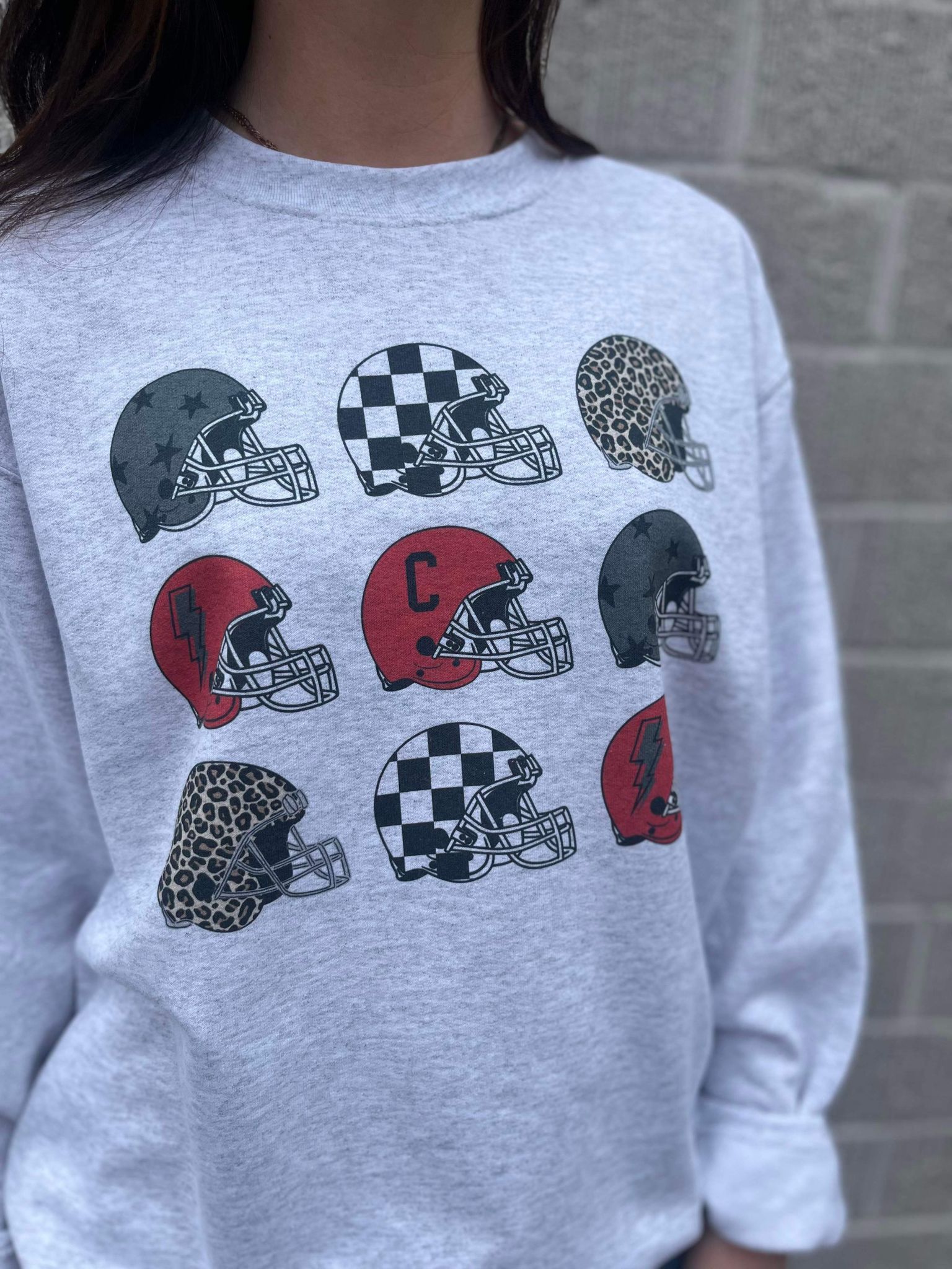 Repeating Football Helmet Custom Mascot Sweatshirt-ASK Apparel LLC