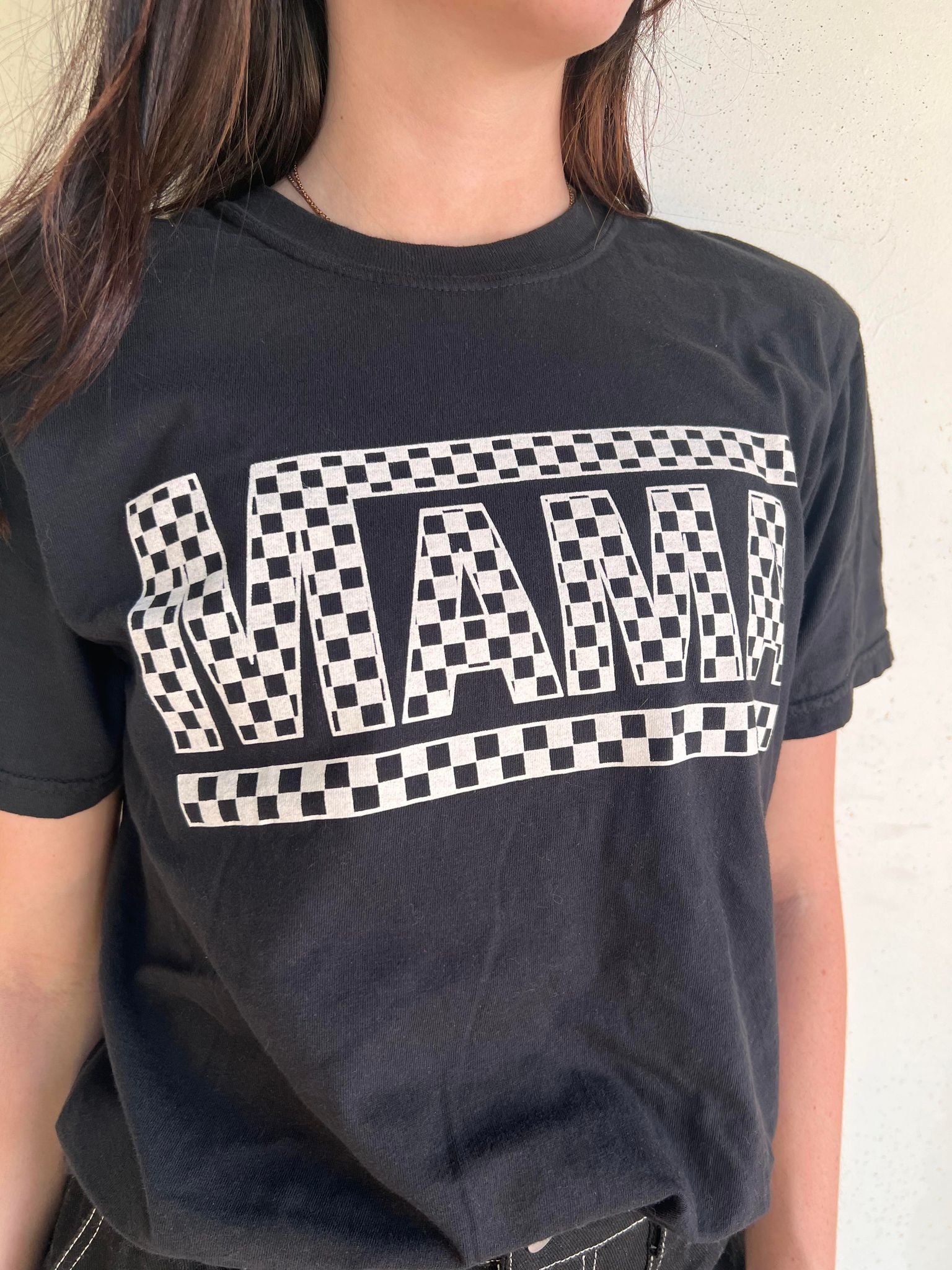 Checkered Mama Black Tee- ASK Apparel LLC