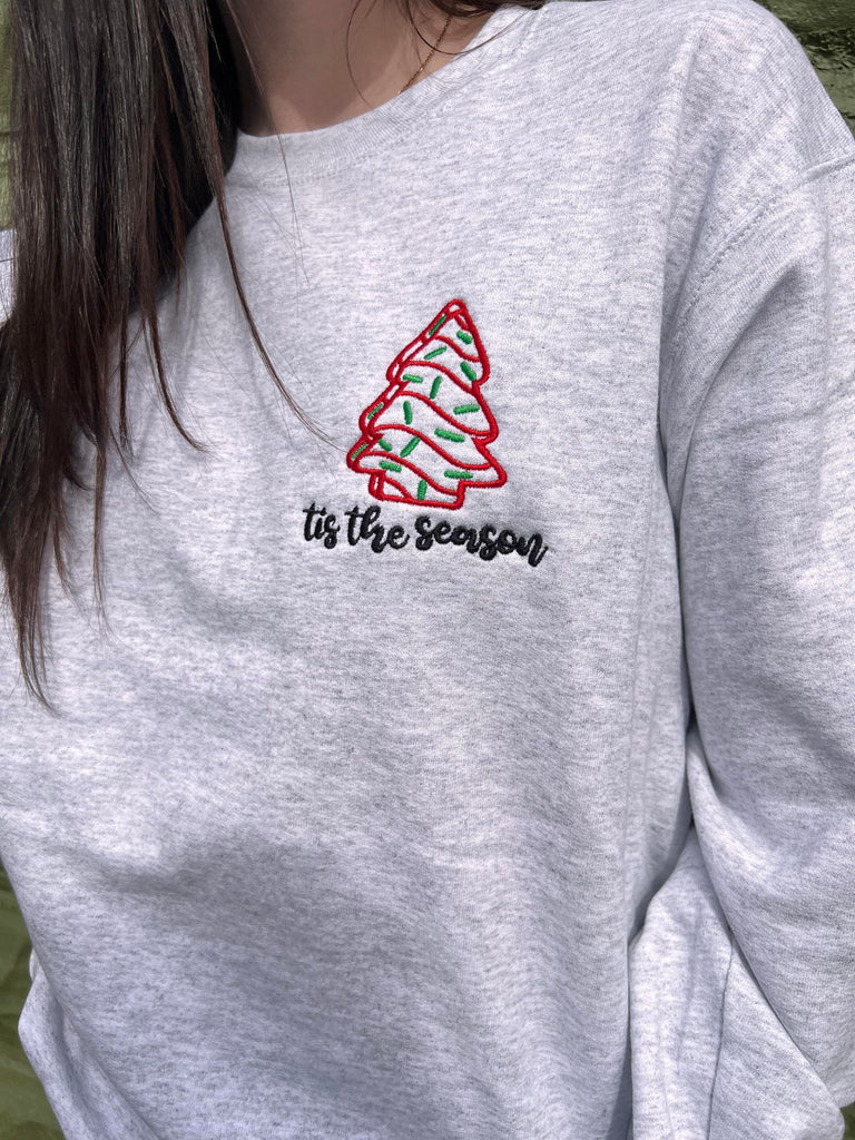 Christmas Cake Embroidered Sweatshirt- ASK Apparel LLC
