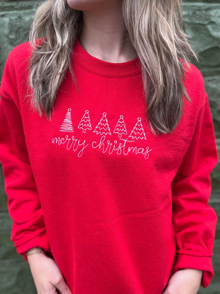 Merry Christmas Embroidered Sweatshirt- ASK Apparel LLC