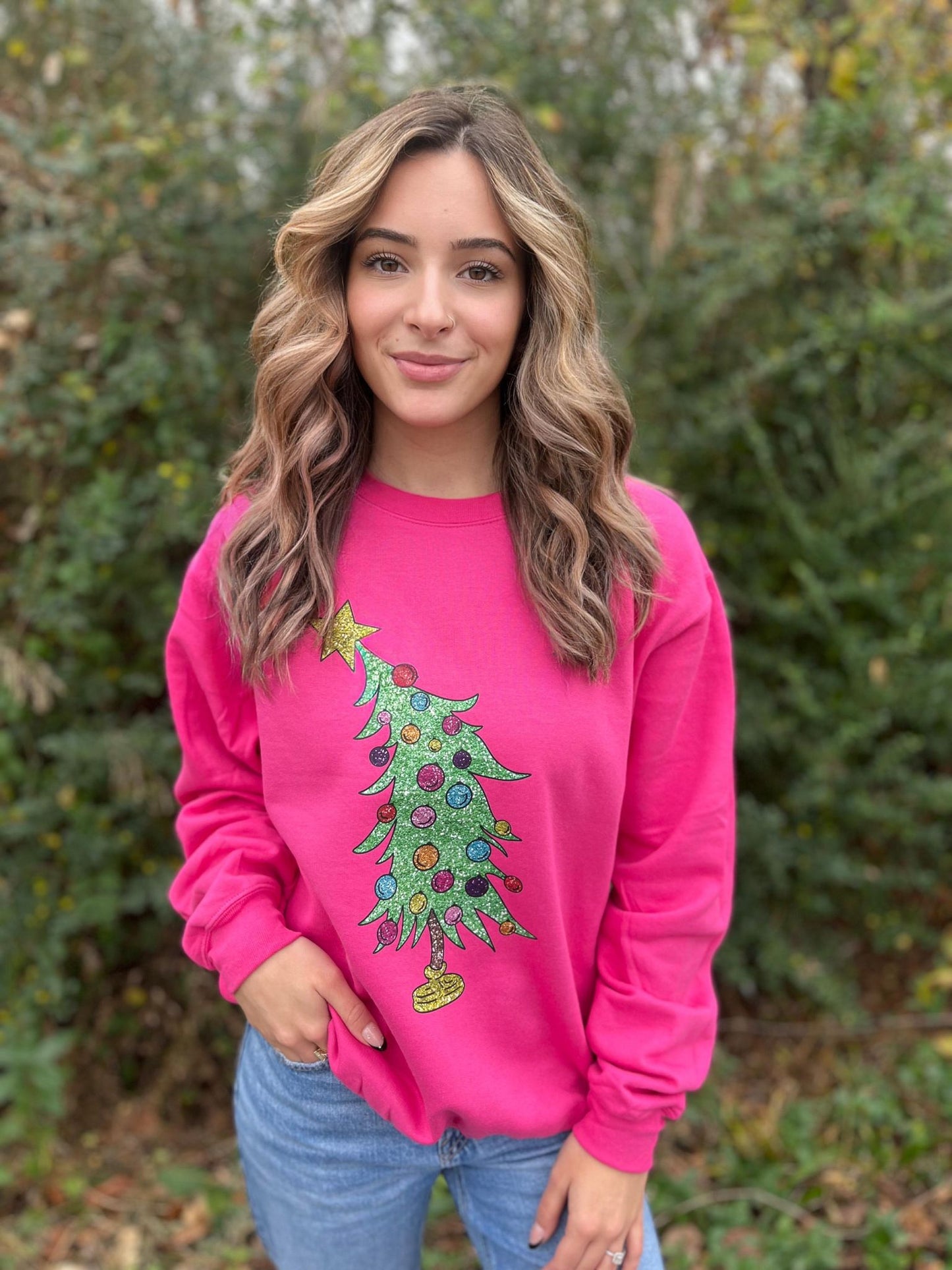 Glitter Christmas Tree Sweatshirt- ASK Apparel LLC