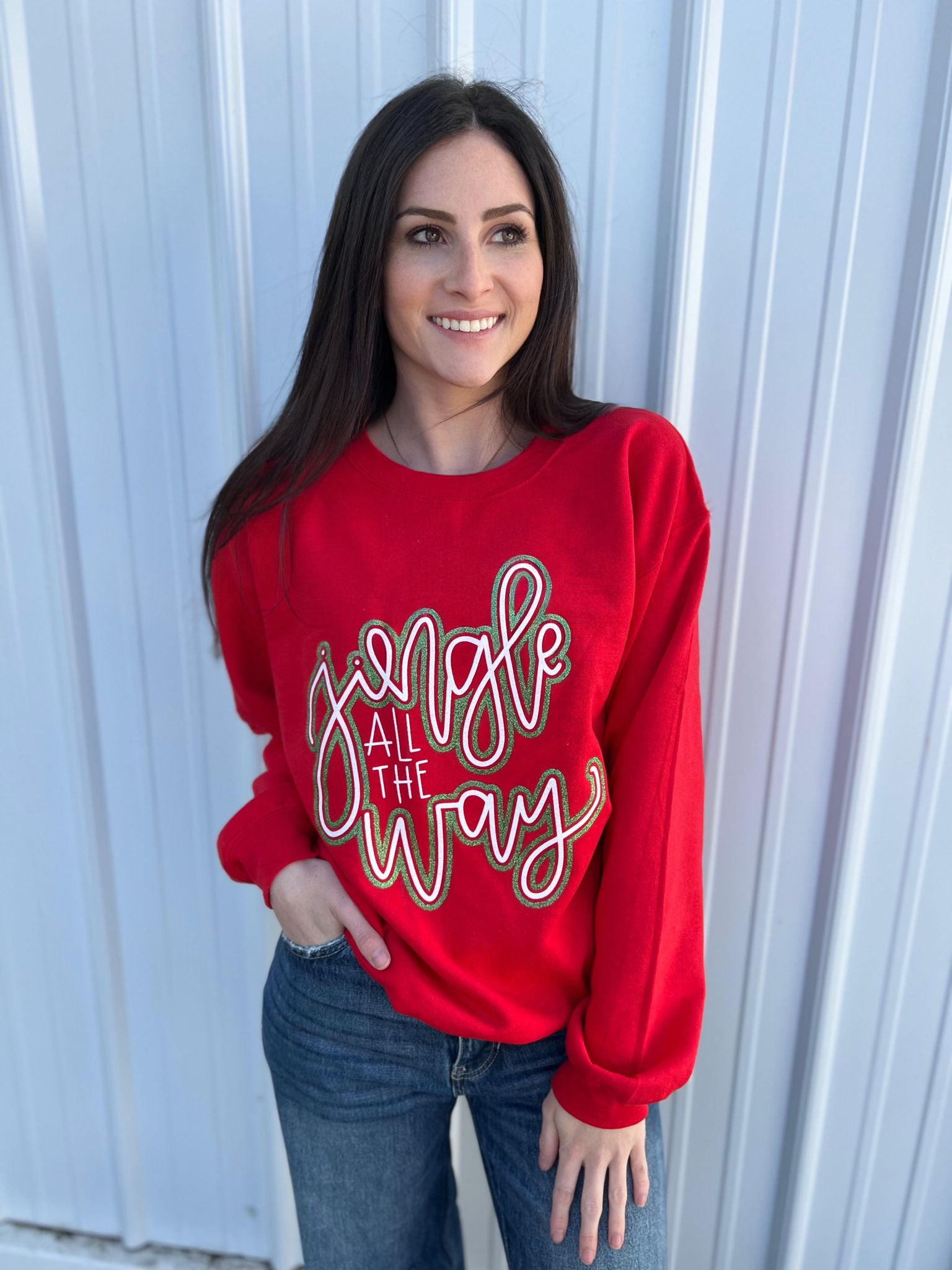 Glitter Jingle All The Way Sweatshirt- ASK Apparel LLC