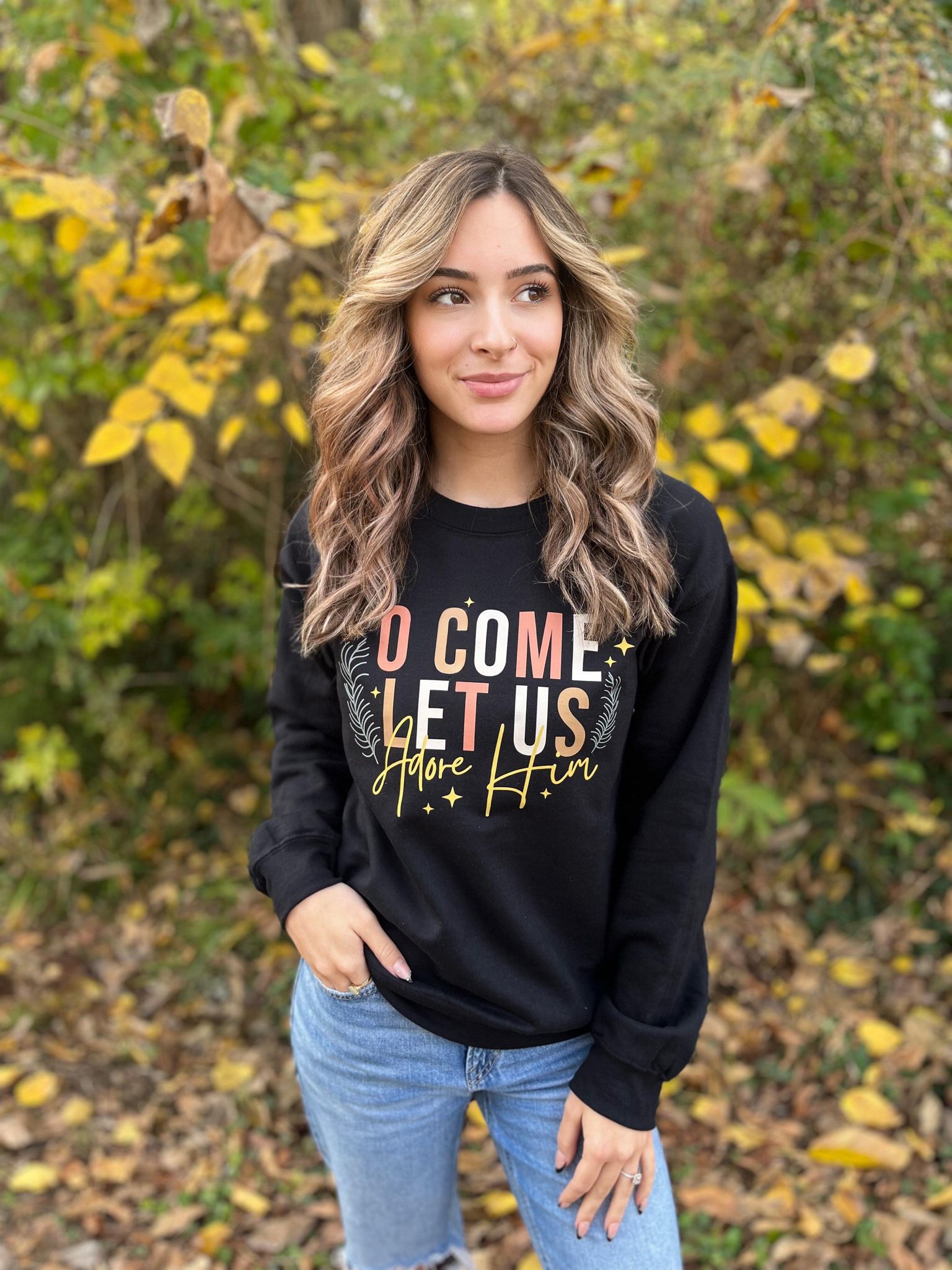 O' Come Let Us Adore Him Sweatshirt- ASK Apparel LLC