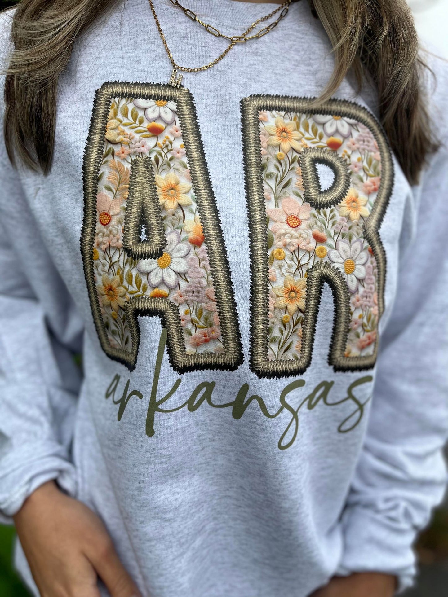 Custom State Flower Patch Sweatshirt- ASK Apparel LLC