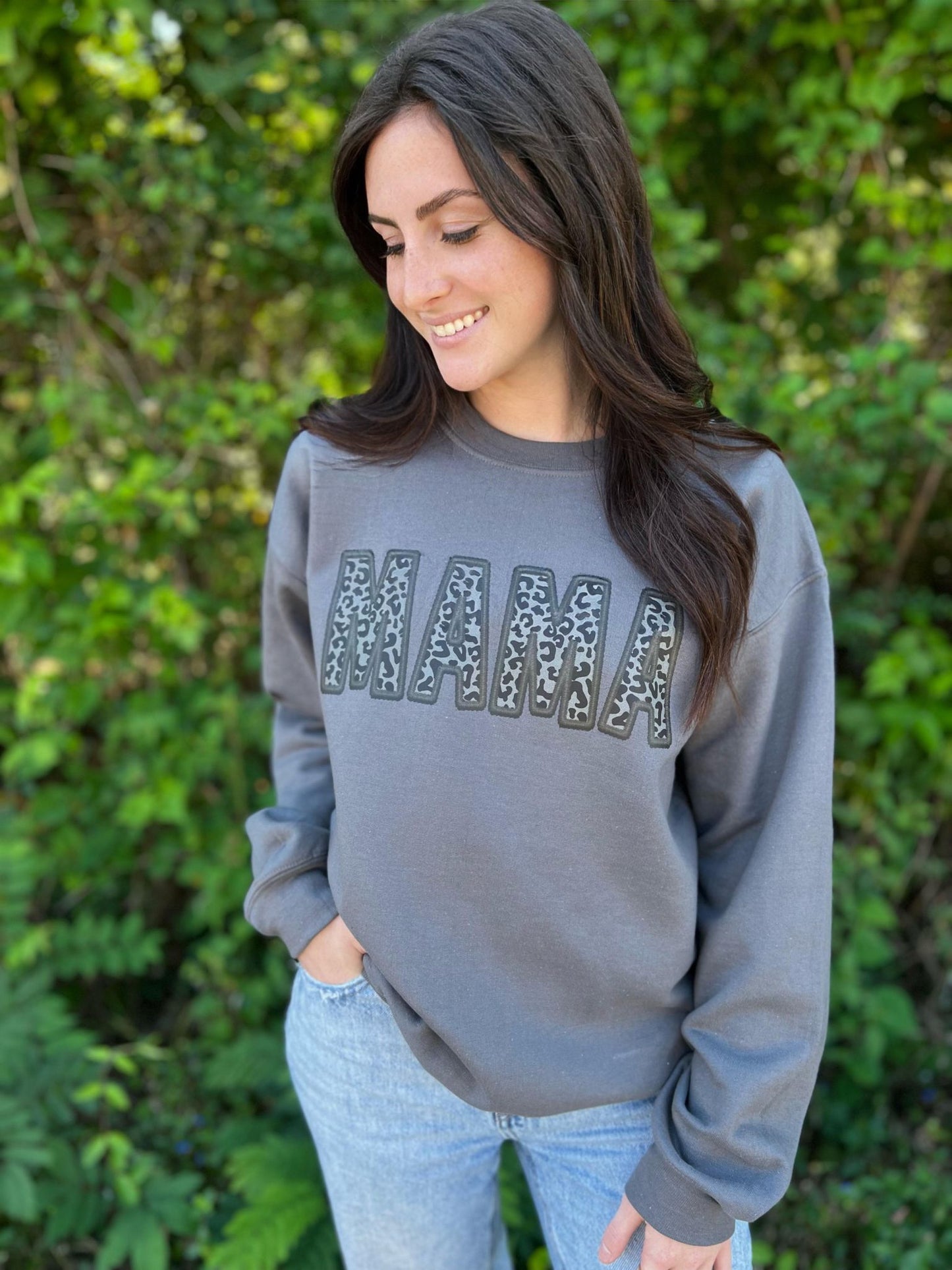 Black Leopard Mama Sweatshirt- ASK Apparel LLC