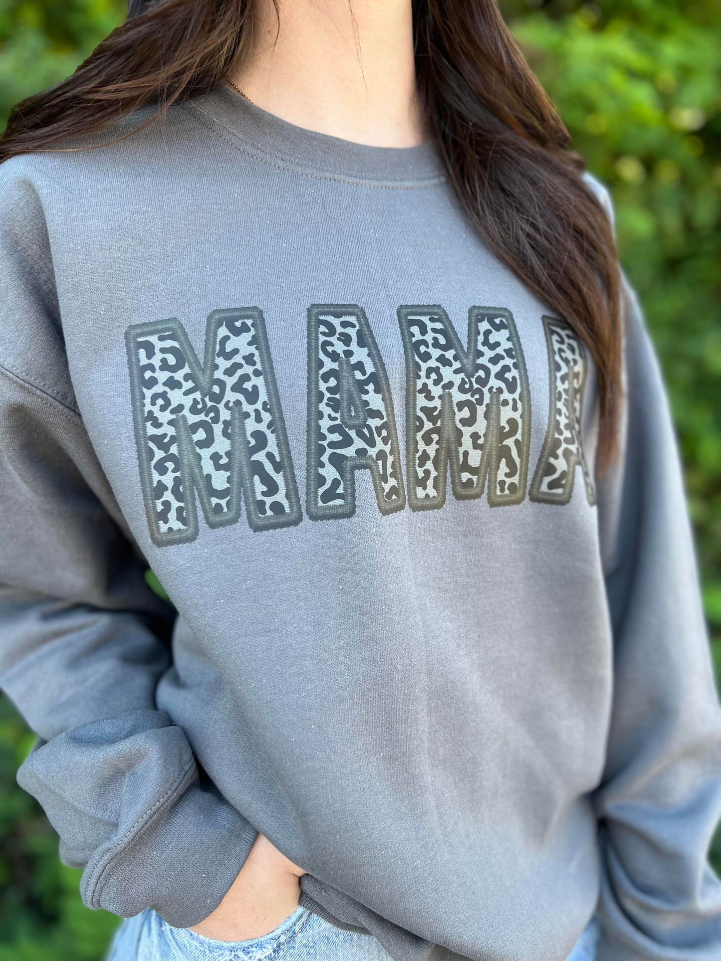 Black Leopard Mama Sweatshirt- ASK Apparel LLC