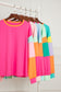 Green Colorblock Patchwork Long Sleeve Loose Top