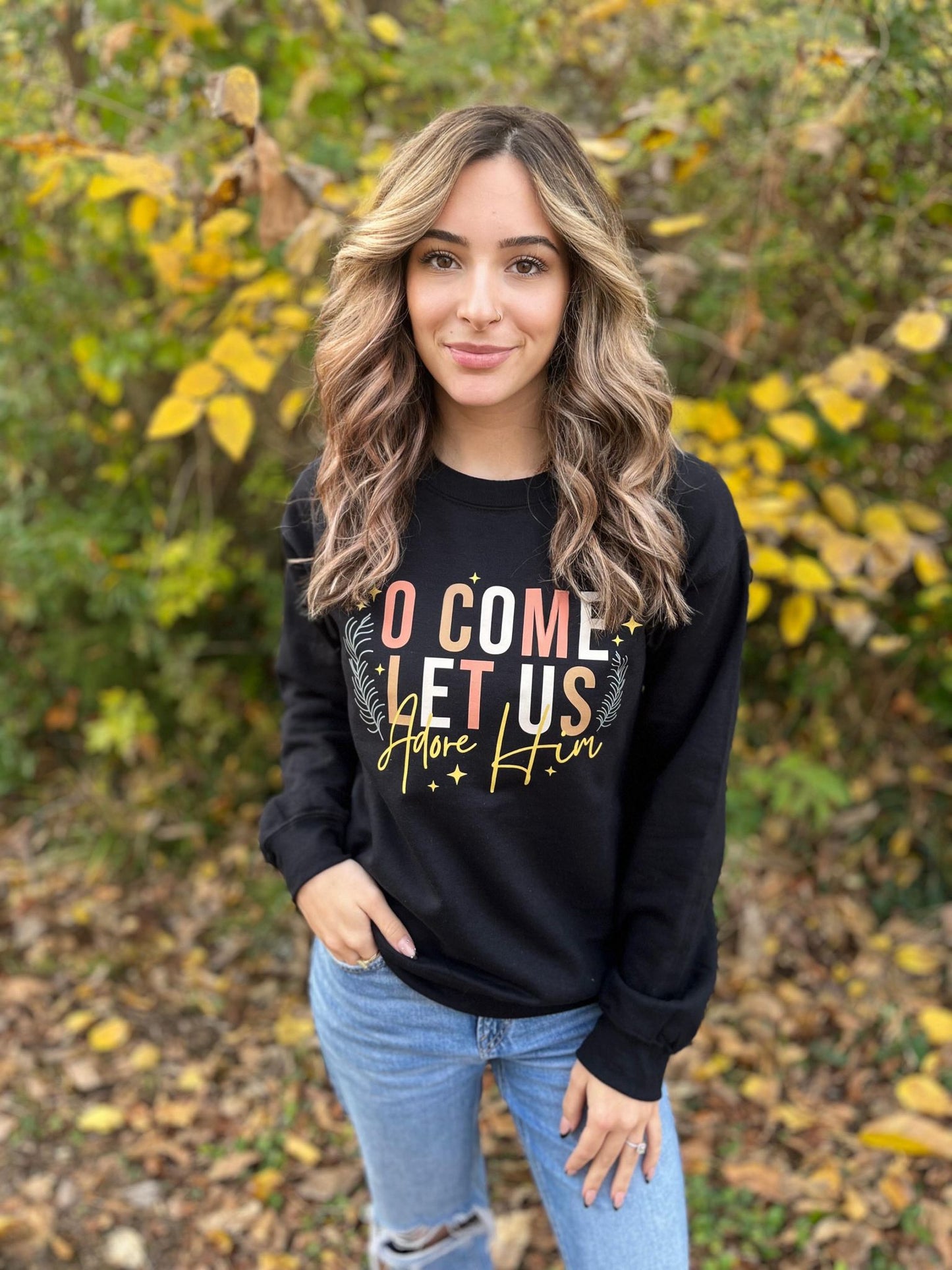 O' Come Let Us Adore Him Sweatshirt- ASK Apparel LLC