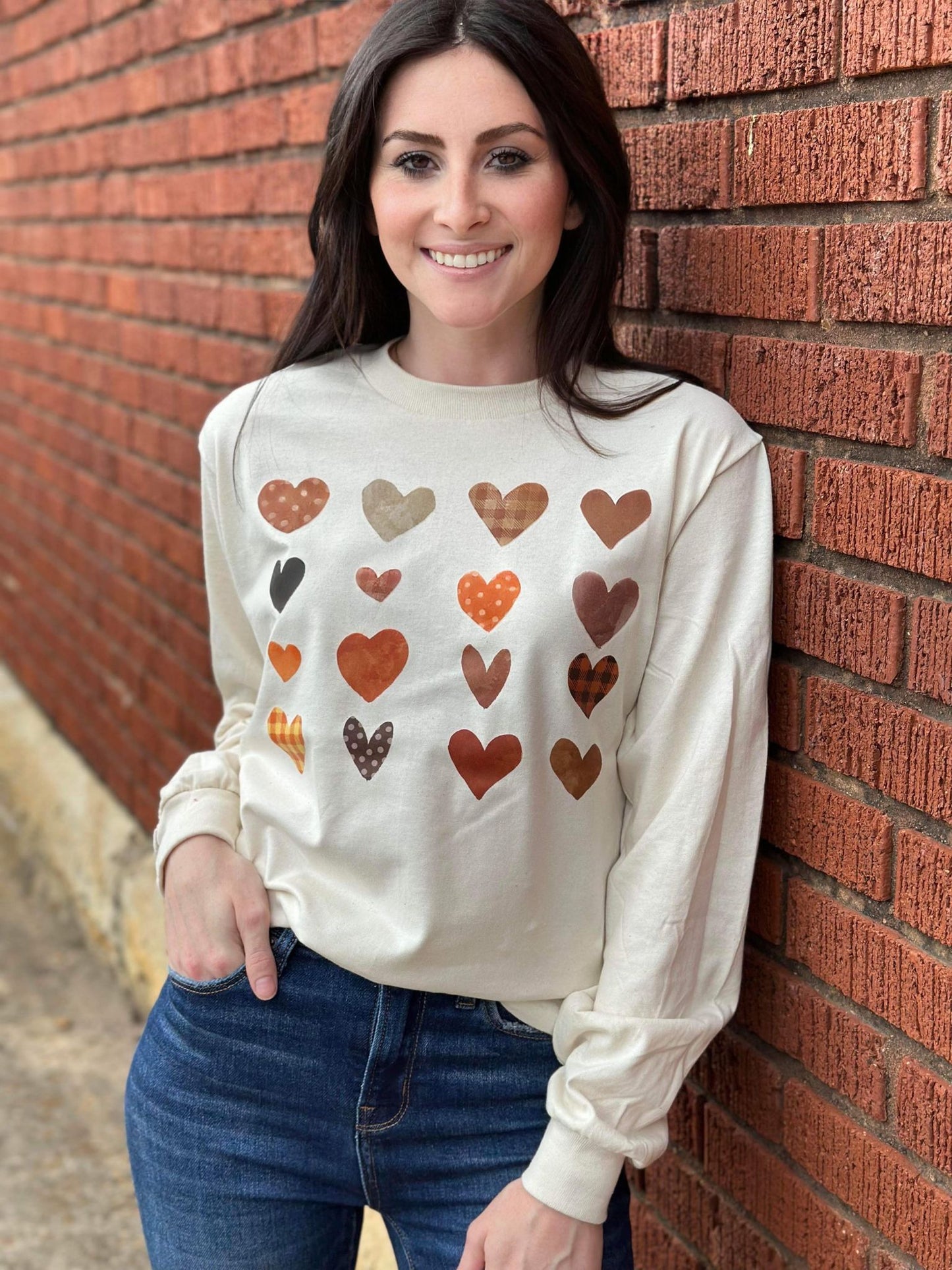 Fall Hearts Long Sleeve Tee- ASK Apparel LLC