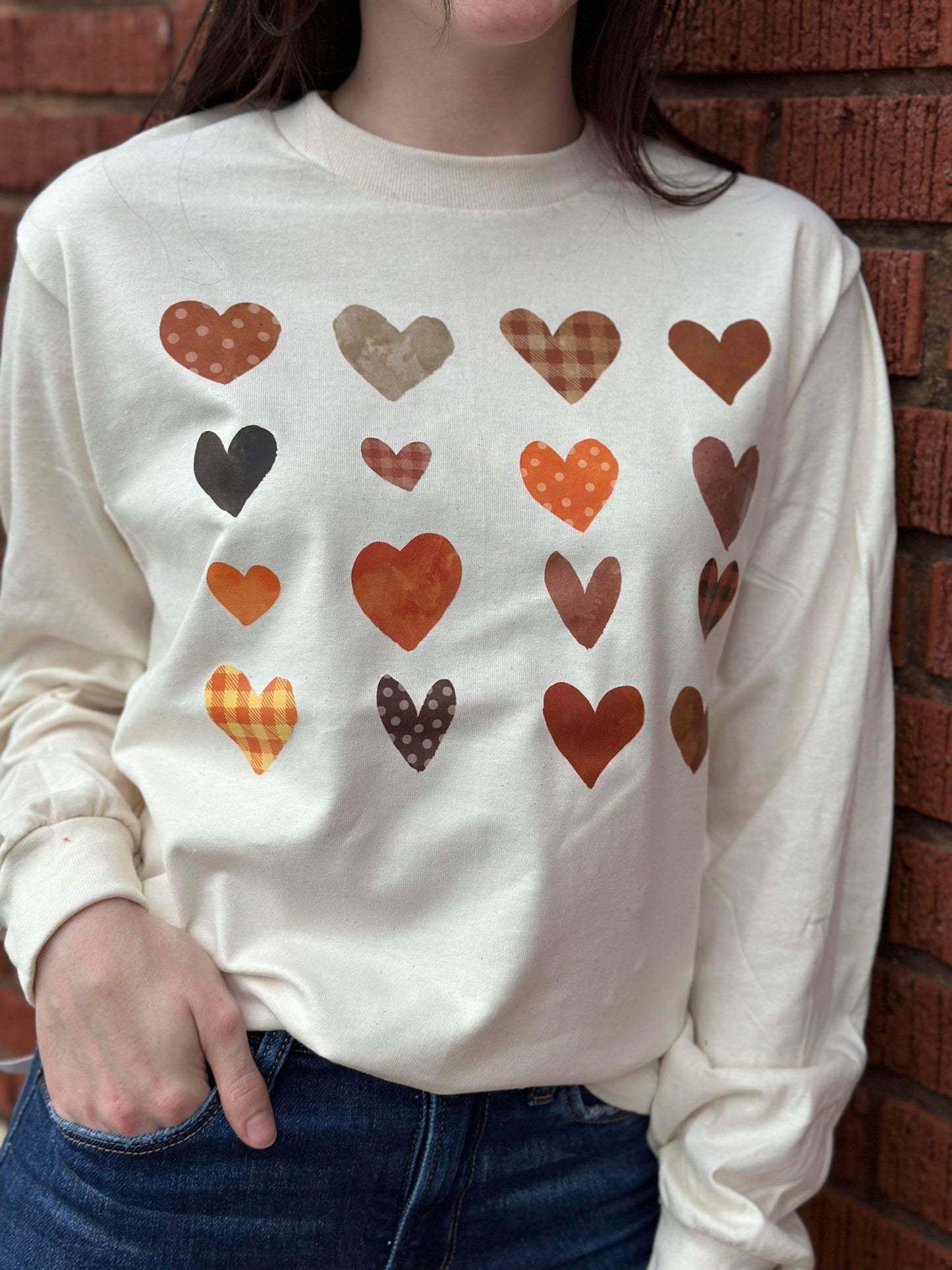 Fall Hearts Long Sleeve Tee- ASK Apparel LLC