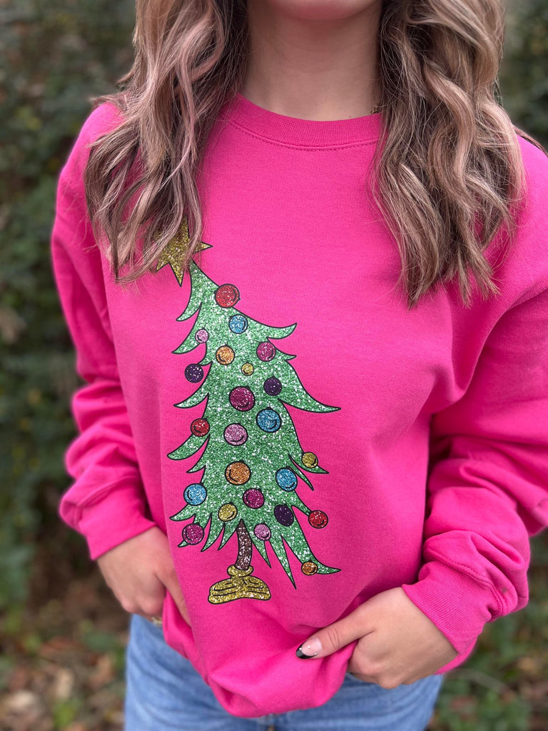 Glitter Christmas Tree Sweatshirt- ASK Apparel LLC