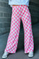 Bonbon 2-Tone Checked Print High Waist Wide Leg Pants